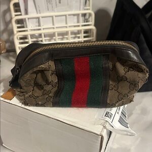 GUCCI**SHERRY LINE**EXTRA WIDE STRIPE** MAKE UP BAG